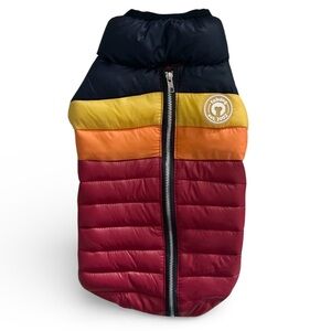 FABDOG multicolor striped retro style puffer vest size small like new